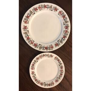 Christmas Village Horse & Buggy By Lynns Fine China 7-1/2” And 10-1/2” Plates